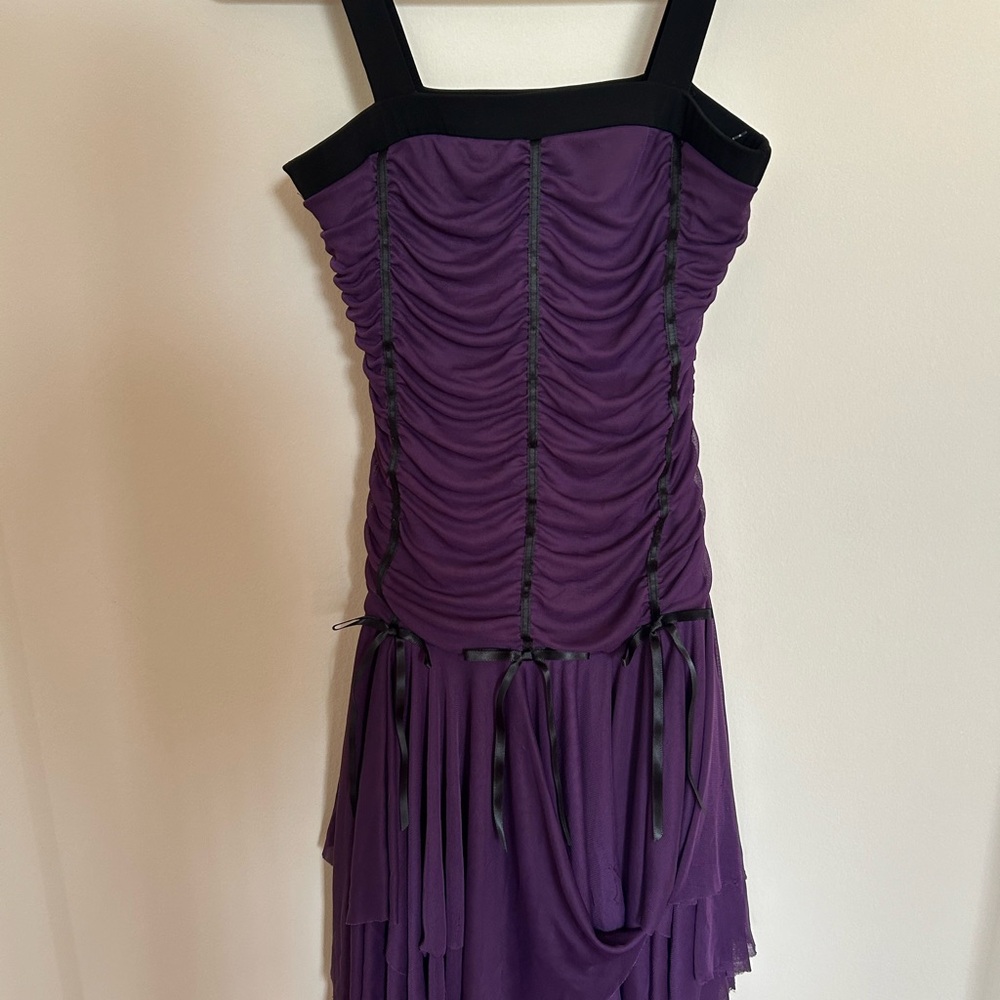 90s whimsigoth fairy core purple dress w/ black bows!